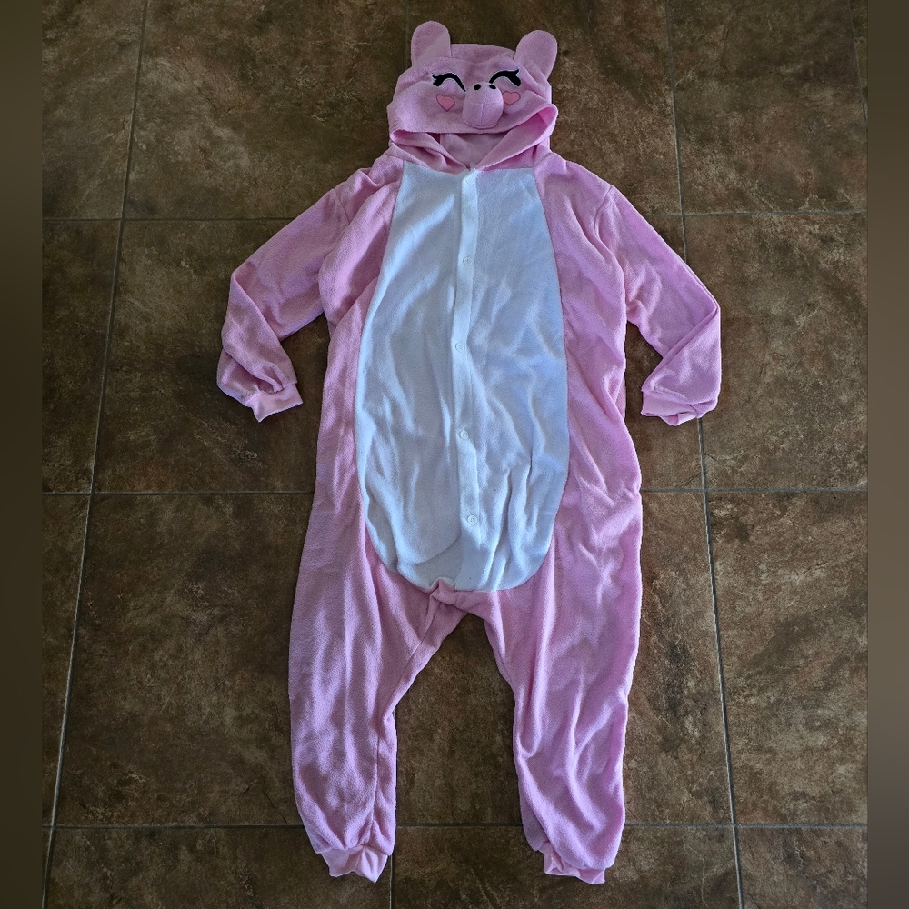 Pink White Piglet Pajama Onesie